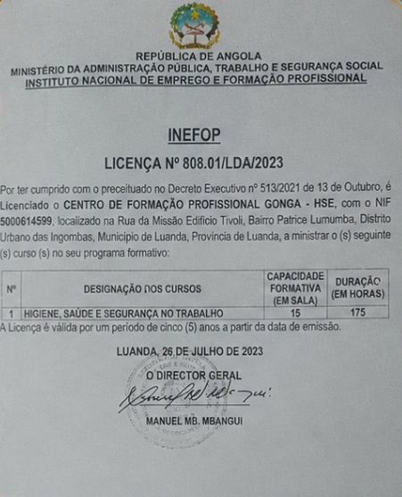 Licença INEFOP